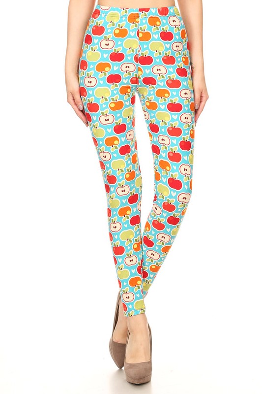 Apple printed leggings.