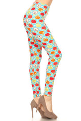 Apple printed leggings.