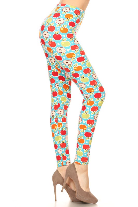 Apple printed leggings.