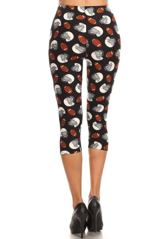 Football print Capri leggings