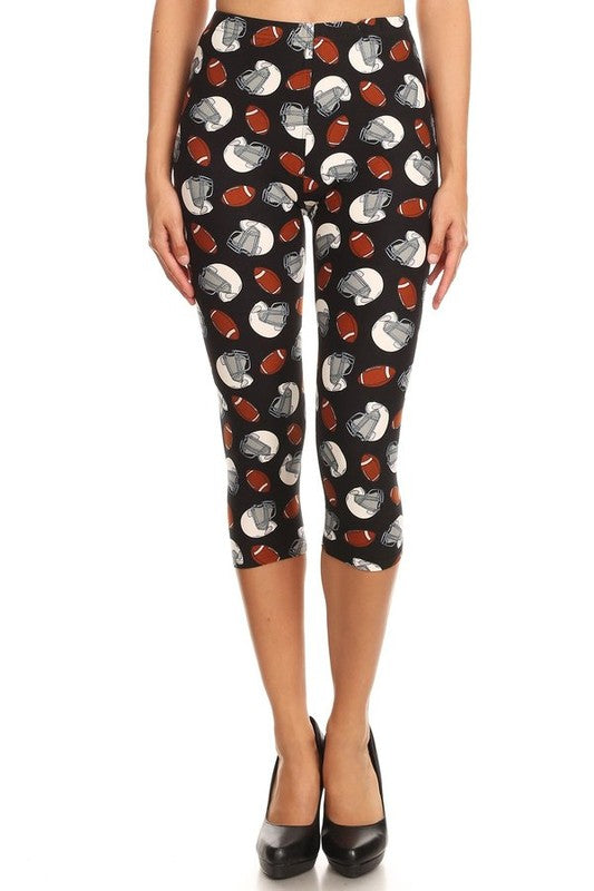 Football print Capri leggings