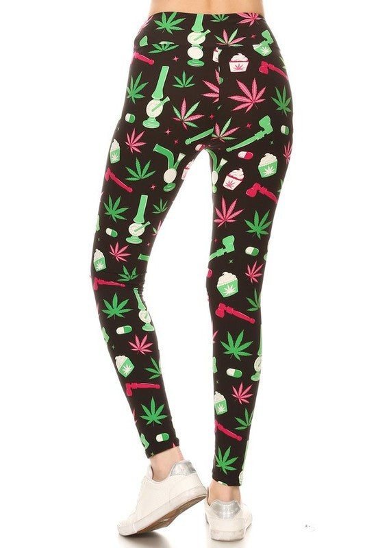 Yoga waist Cannabis print
