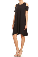 shift dress with cutout shoulders