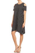 Thumbnail of shift dress  striped print with cutout shoulders
