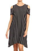 Thumbnail of shift dress  striped print with cutout shoulders