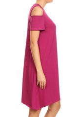 shift dress with cutout shoulders