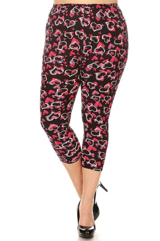 Heart printed, high waisted, capri