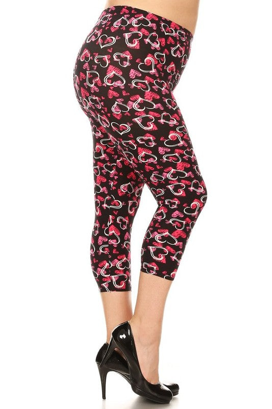 Heart printed, high waisted, capri