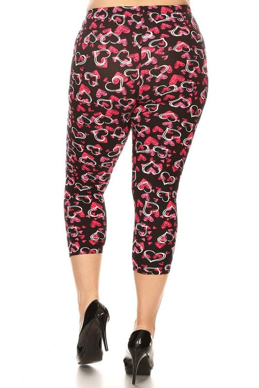 Heart printed, high waisted, capri