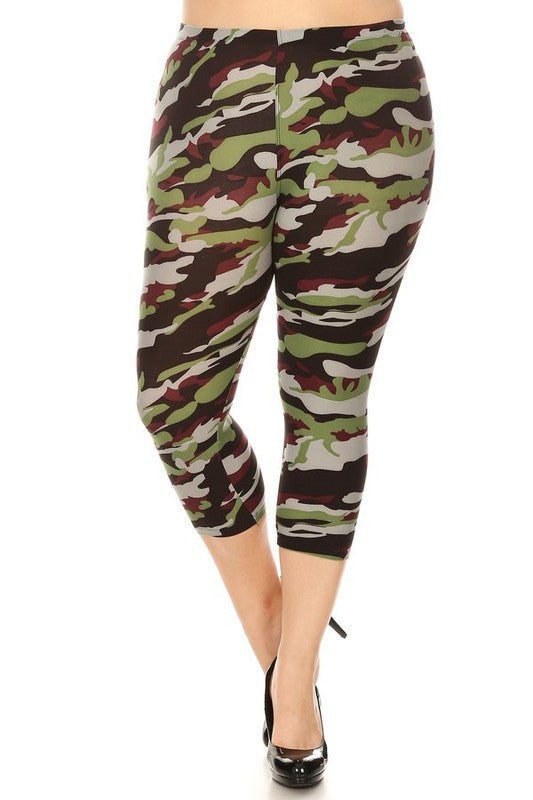 plus Camo print capri