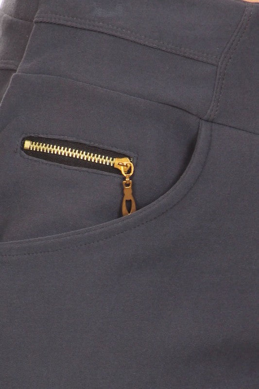 Solid color, slim fit, high waist pants