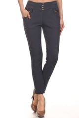 Solid color, slim fit, high waist pants