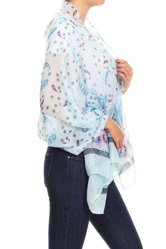 Printed sheer scarf