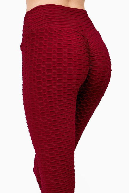 Textured high waisted leggings with cropped hem