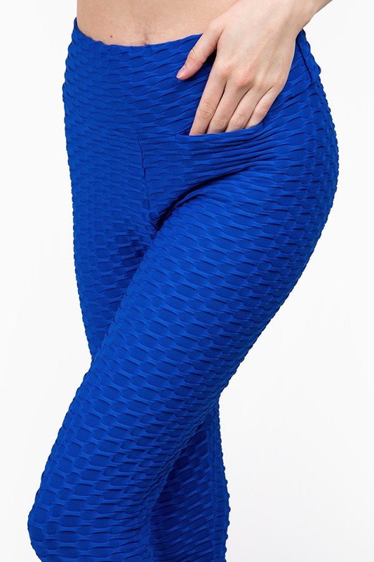 Textured high waisted leggings with cropped hem