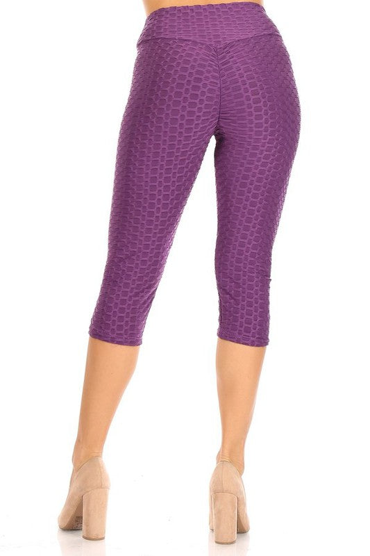 Textured high waisted leggings with cropped hem