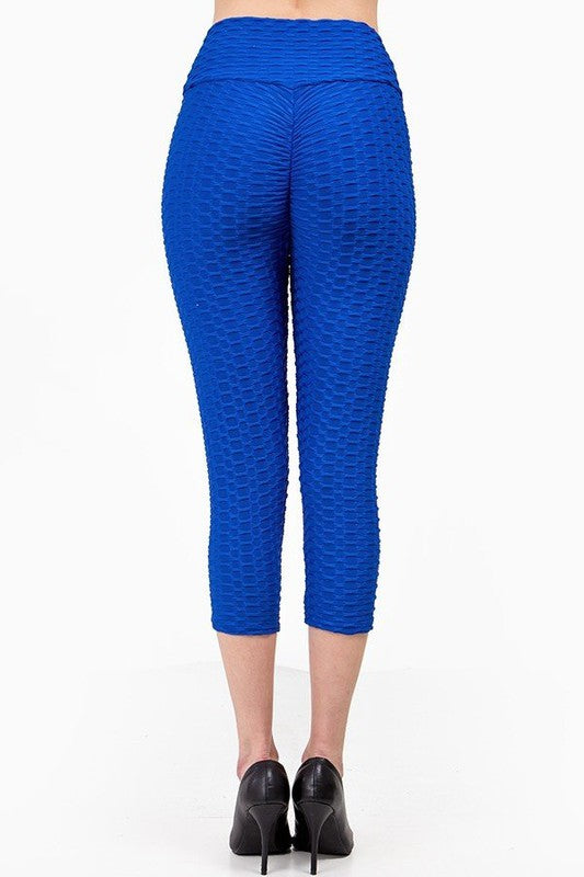 Textured high waisted leggings with cropped hem