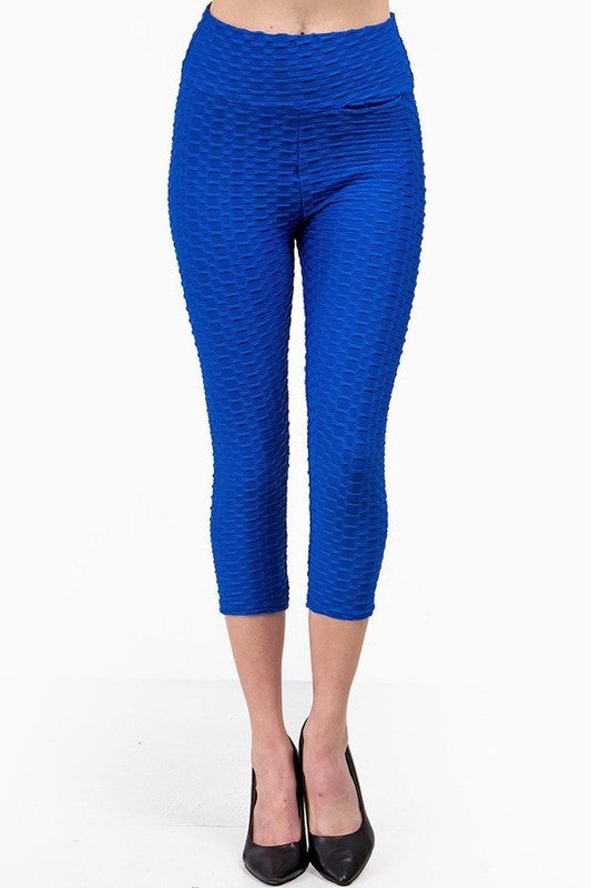 Textured high waisted leggings with cropped hem