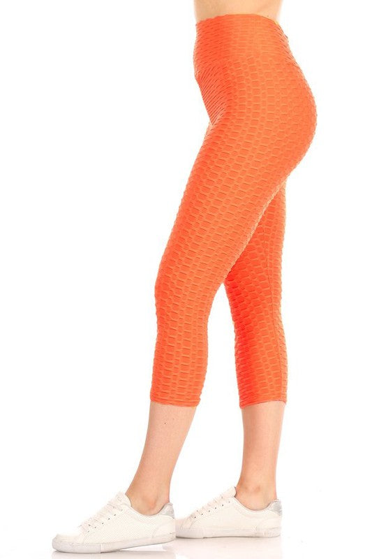 Textured high waisted leggings with cropped hem