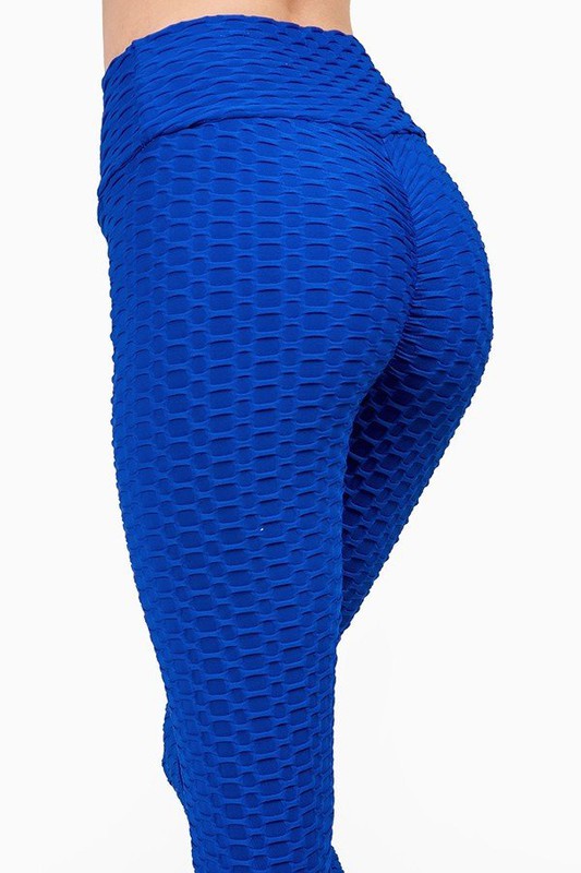 Textured high waisted leggings with cropped hem