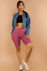 BUTT LIFT TEXTURED  BIKER SHORT