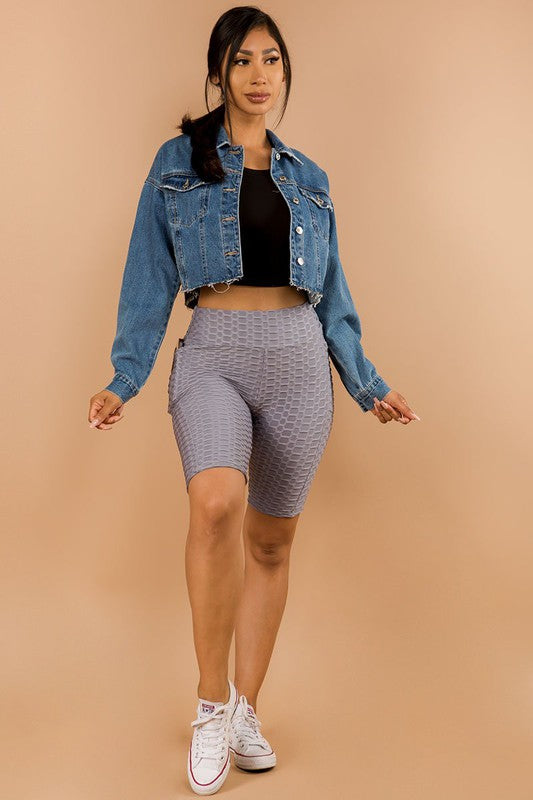 BUTT LIFT TEXTURED  BIKER SHORT