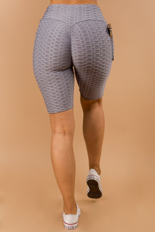BUTT LIFT TEXTURED  BIKER SHORT