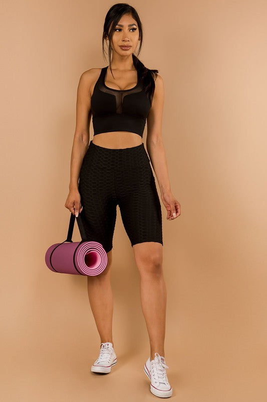 BUTT LIFT TEXTURED  BIKER SHORT