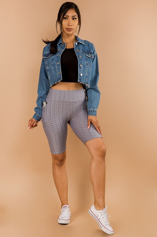 BUTT LIFT TEXTURED  BIKER SHORT