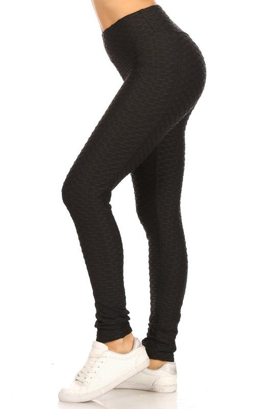 Solid textured BUTT LIFTED leggings