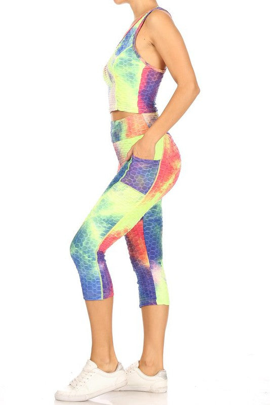 Conjunto capri de 2 piezas con estampado tie-dye