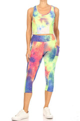 Conjunto capri de 2 piezas con estampado tie-dye