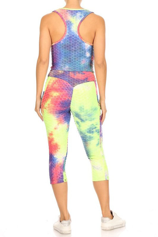 Tie-dye print 2 piece  capri set