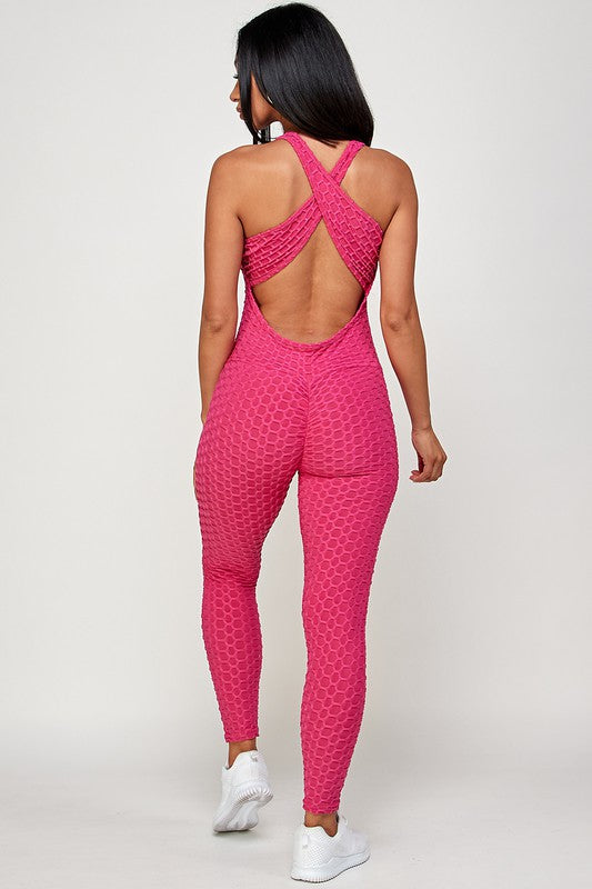 Solid butt lifted bodycon jumpsuit