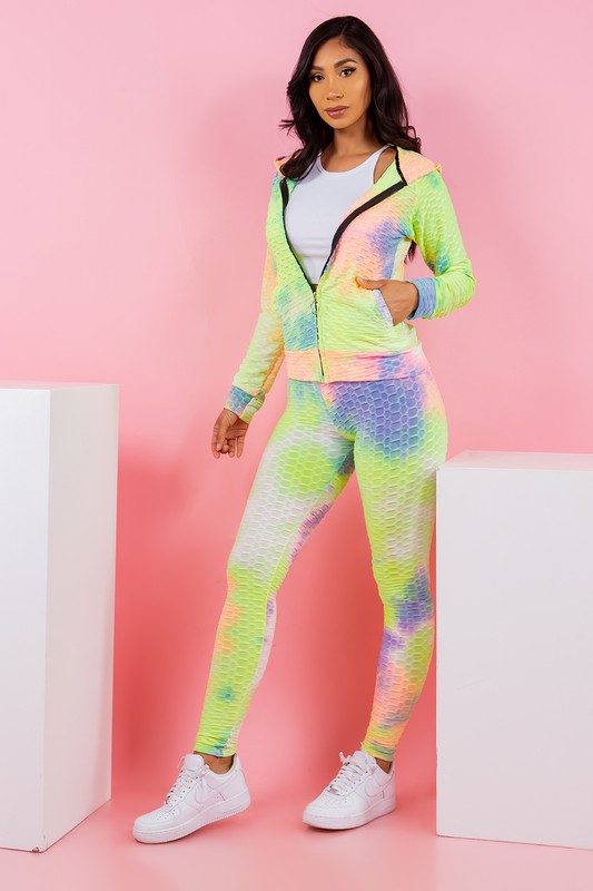 Tie dye print two -piece set BUTT LIFTED