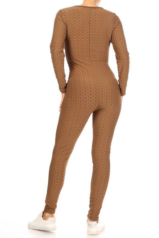 Textured bodycon jumpsuit