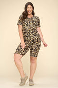 Thumbnail of PLUS SIZE CHEETAH BRUSHED T SHIRT BIKER SHORT SET