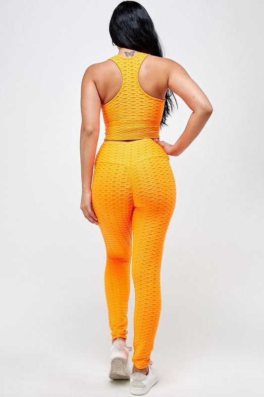 SOLID SCRUNCH BRA TOP AND BUTT LIFT LEGGINGS SETS