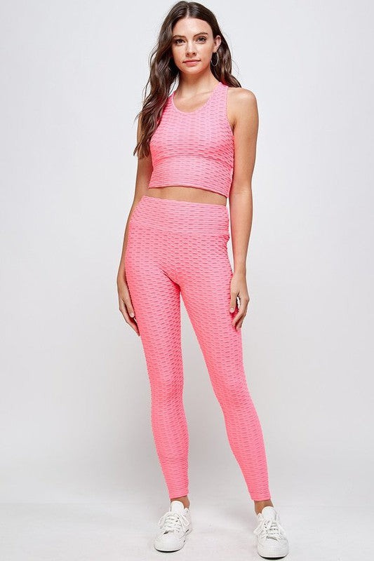 SOLID SCRUNCH BRA TOP AND BUTT LIFT LEGGINGS SETS