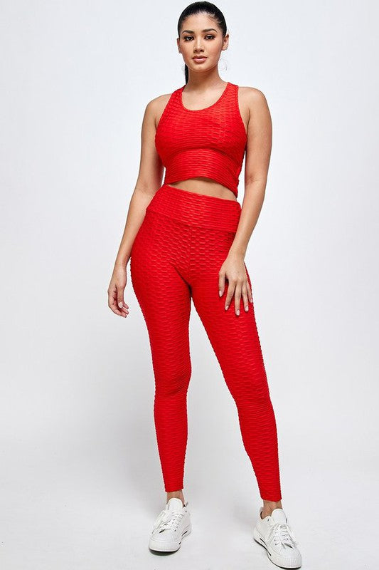 SOLID SCRUNCH BRA TOP AND BUTT LIFT LEGGINGS SETS