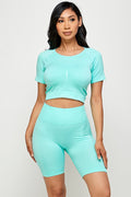 Thumbnail of WORKOUT OUTFIT CROP TOP AND BIKER SHORTS SET