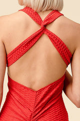 SCRUNCH JUMPSUIT WITH CRISS CROSSED BACK