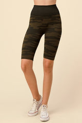 CAMOUFLAGE PRINT BIKER SHORTS