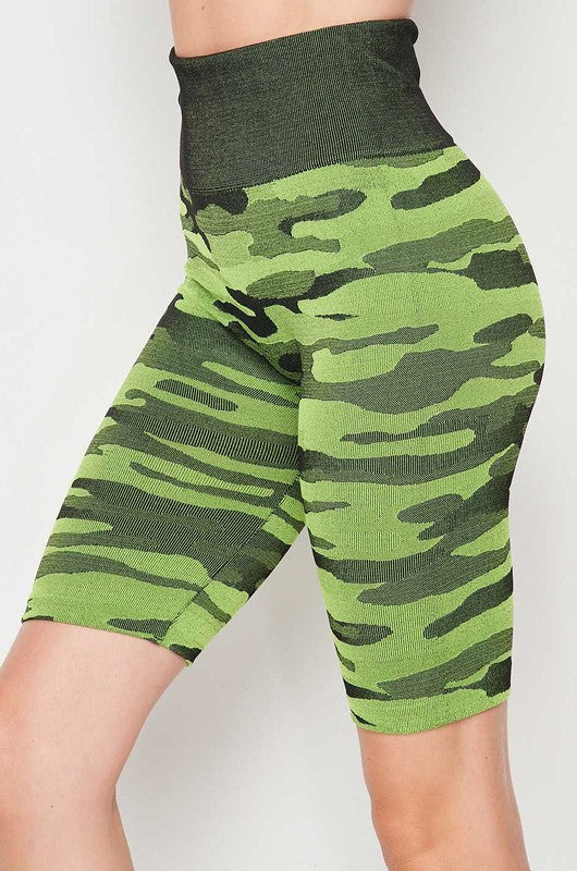 CAMOUFLAGE PRINT BIKER SHORTS