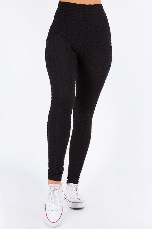 Solid textured BUTT LIFTED leggings