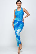 Thumbnail of Tie dye print bodycon jumpsuit butt lifted