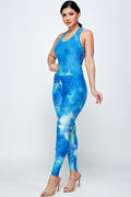 Thumbnail of Tie dye print bodycon jumpsuit butt lifted