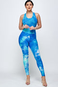 Thumbnail of Tie dye print bodycon jumpsuit butt lifted