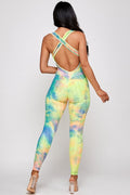 Thumbnail of Tie dye print bodycon jumpsuit butt lifted