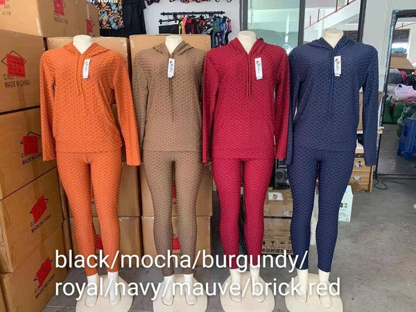 High Waist Jacquard Hoodie Butt Lift Leggings set